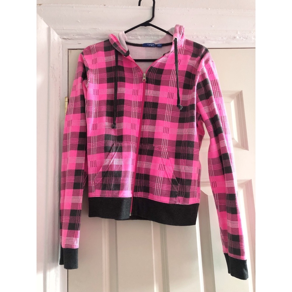 Pink Checkered Hoodie